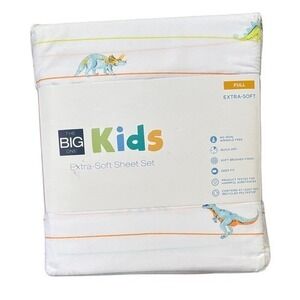 The Big One Kids Dinosaur Full Sheet Set T-Rex, Pterodactyl Multicolor NWT